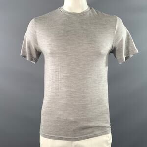 UNBOUND Size L Grey Heather Merino Wool Crew Neck T shirt